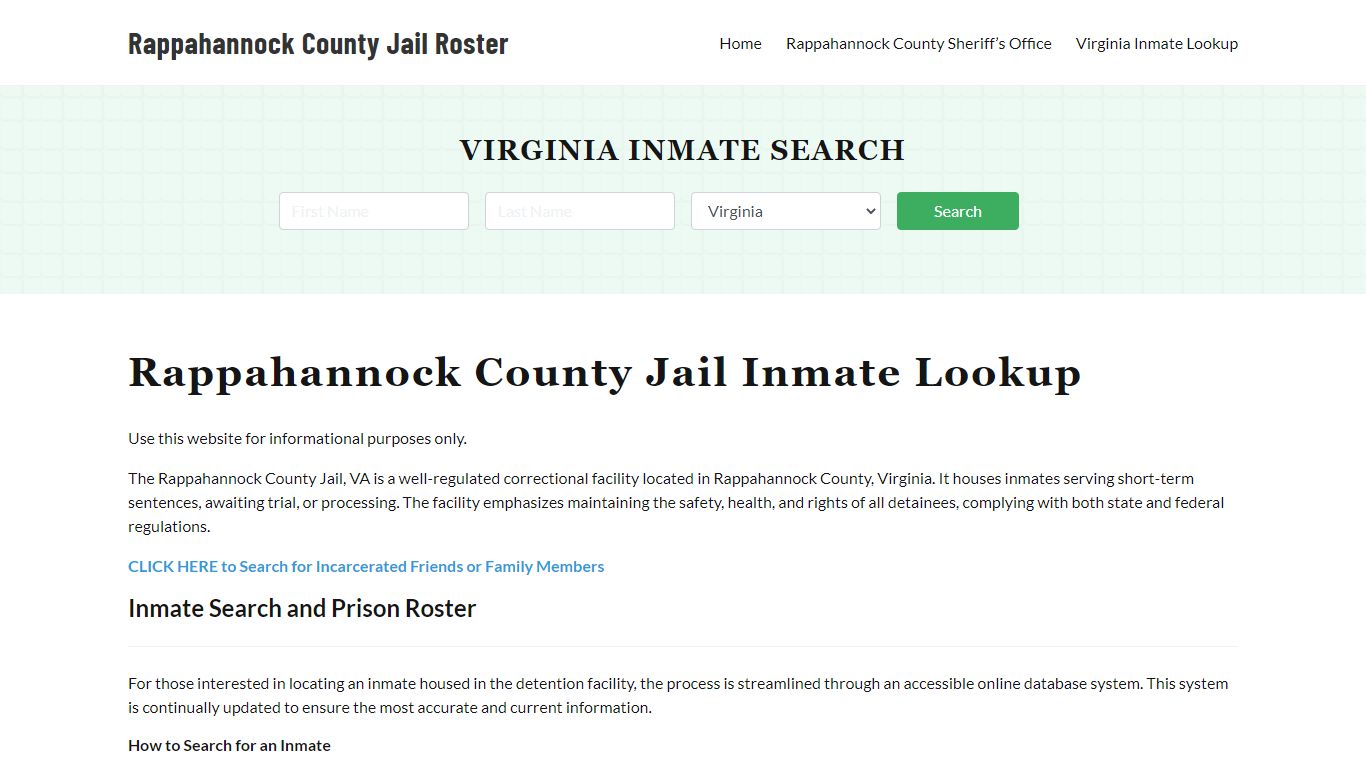 Rappahannock County Jail Roster Lookup, VA, Inmate Search